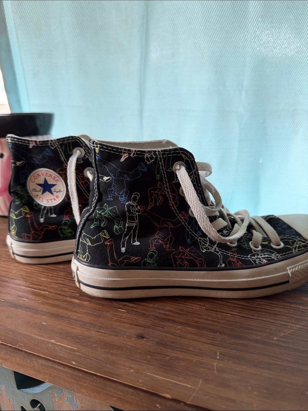 Converse Black High-Top Sneakers with Multicolor Outline Graphics - Picture 5 of 7
